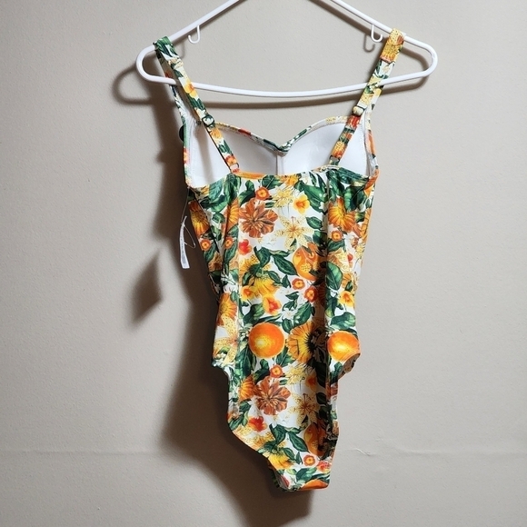Niptuck swim one pieces floral print swimming color orange green size 6 - Picture 3 of 5